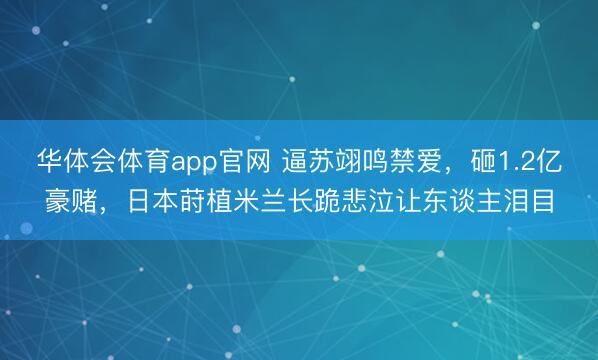 华体会体育app官网 逼苏翊鸣禁爱，砸1.2亿豪赌，日本莳植米兰长跪悲泣让东谈主泪目