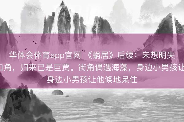 华体会体育app官网 《蜗居》后续:宋想明失散8年颠倒口角,归来已是巨贾。街角偶遇海藻,身边小男孩让他倏地呆住