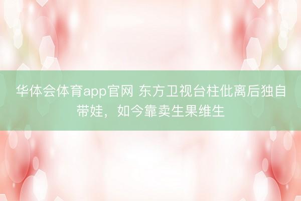 华体会体育app官网 东方卫视台柱仳离后独自带娃,如今靠卖生果维生